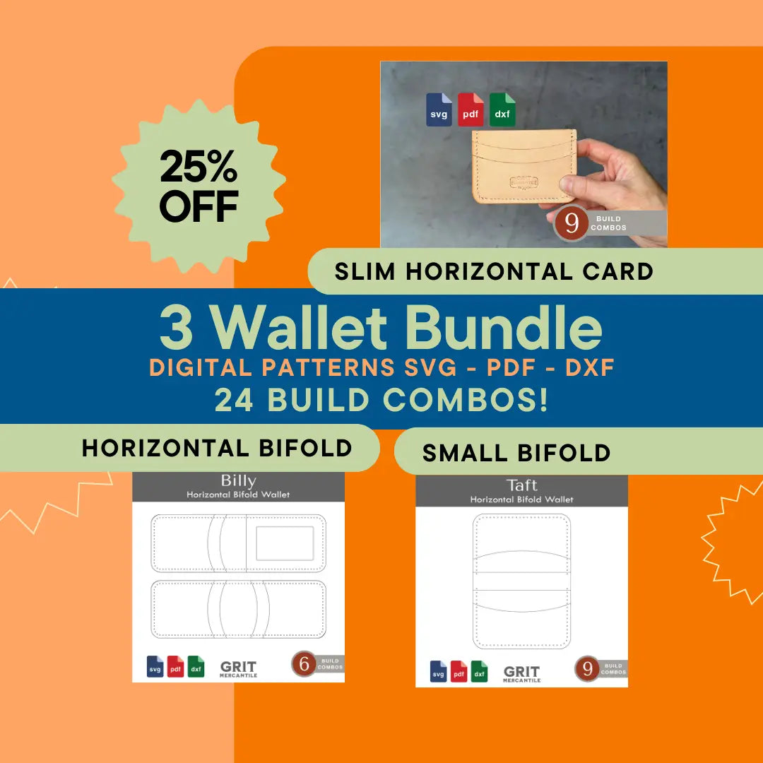 Front Pocket, Bifold, Slim Bifold Wallet Bundle SVG PDF DXF Grit Mercantile