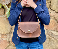 Handmade Leather Saddle Bag with Locking Latch | Ashley