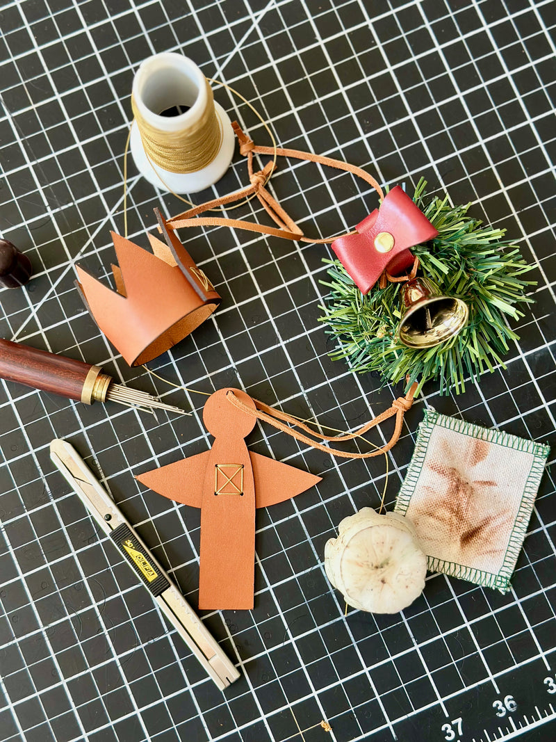 Handmade Leather Crown Christmas Ornament