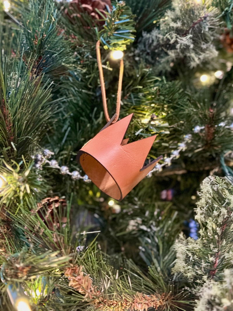 Handmade Leather Crown Christmas Ornament