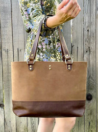 Two Tone Large Leather Tote Bag | Emma