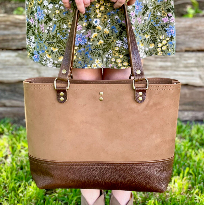 Two Tone Large Leather Tote Bag | Emma