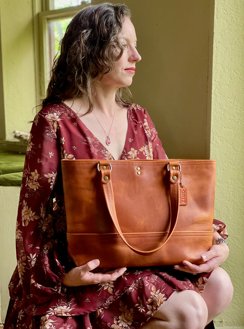 Horween Vegetable Tan Leather Large Tote Bag | Emma