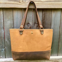 Two Tone Large Leather Tote Bag | Emma