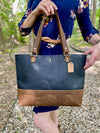 Two Tone Large Leather Tote Bag | Emma