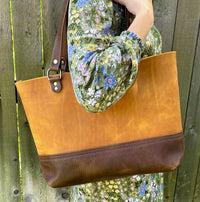 Two Tone Large Leather Tote Bag | Emma