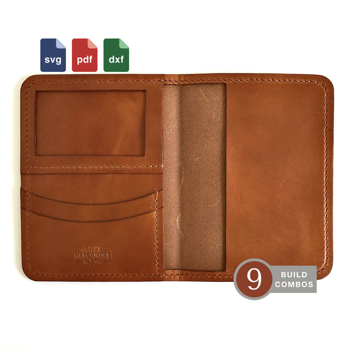 William Passport Wallet Digital Pattern SVG PDF DXF Grit Mercantile
