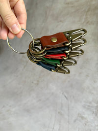 Antique Brass Leather Keychain | Clark