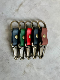 Antique Brass Leather Keychain | Clark