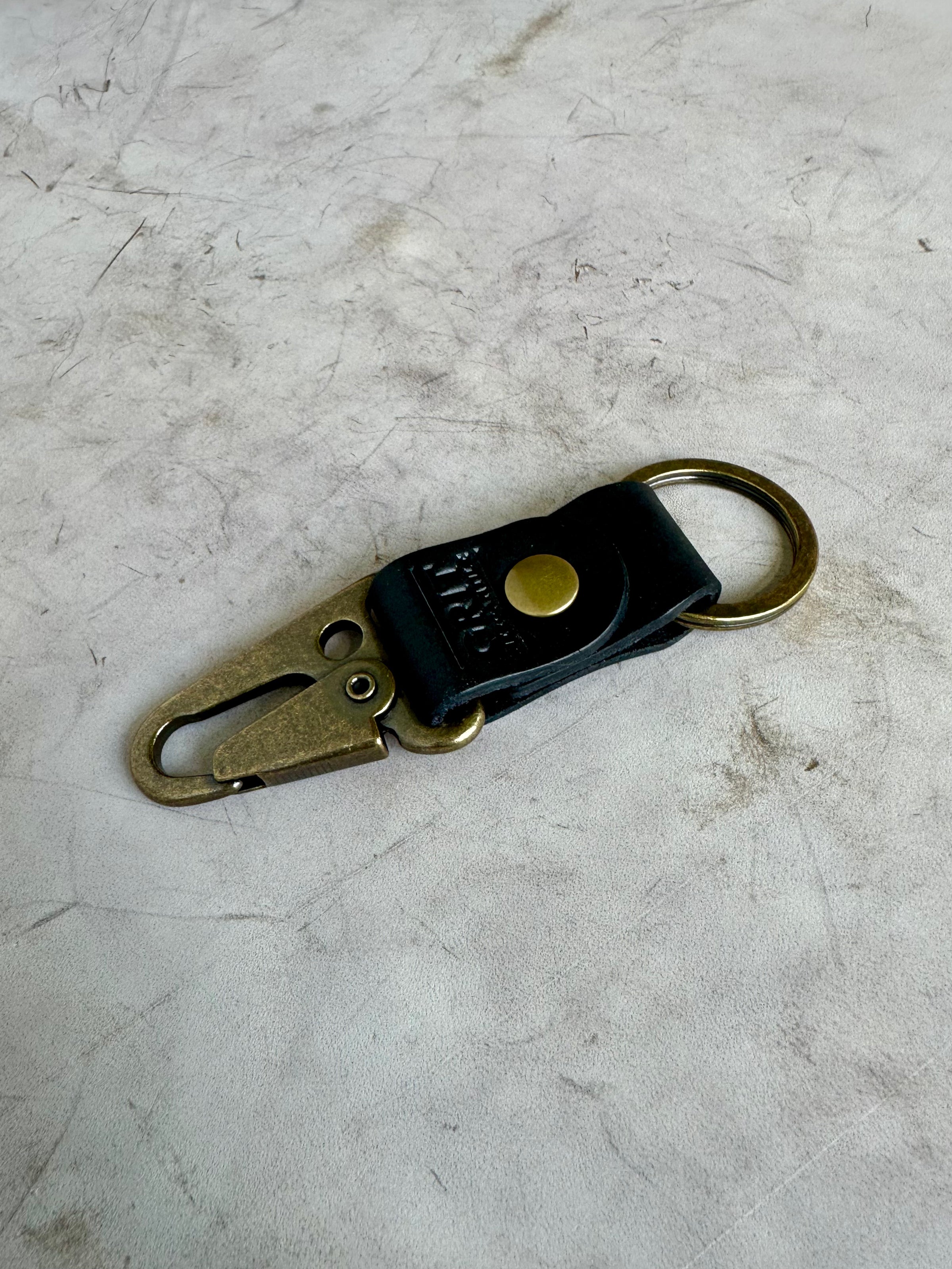 Antique Brass Leather Keychain | Clark