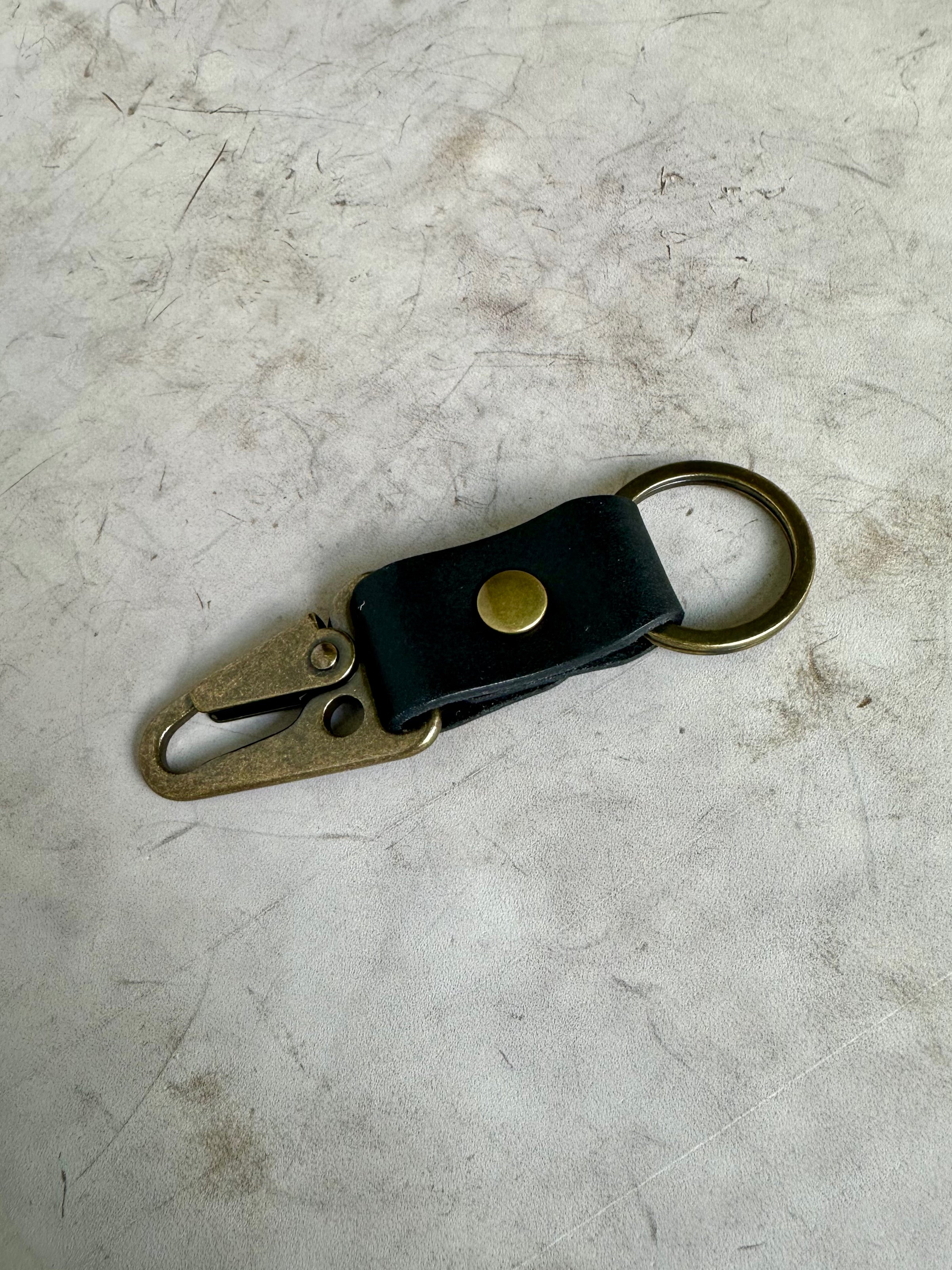 Antique Brass Leather Keychain | Clark