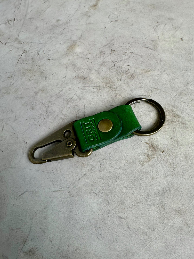 Antique Brass Leather Keychain | Clark