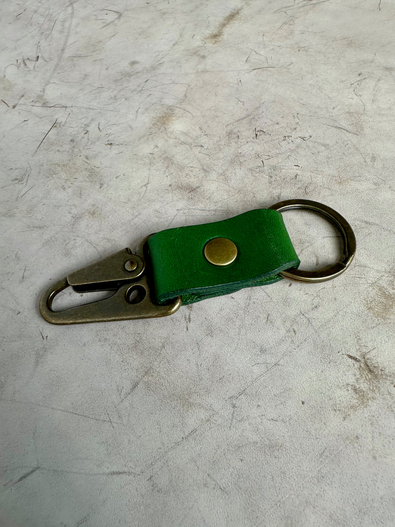 Antique Brass Leather Keychain | Clark
