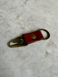 Antique Brass Leather Keychain | Clark