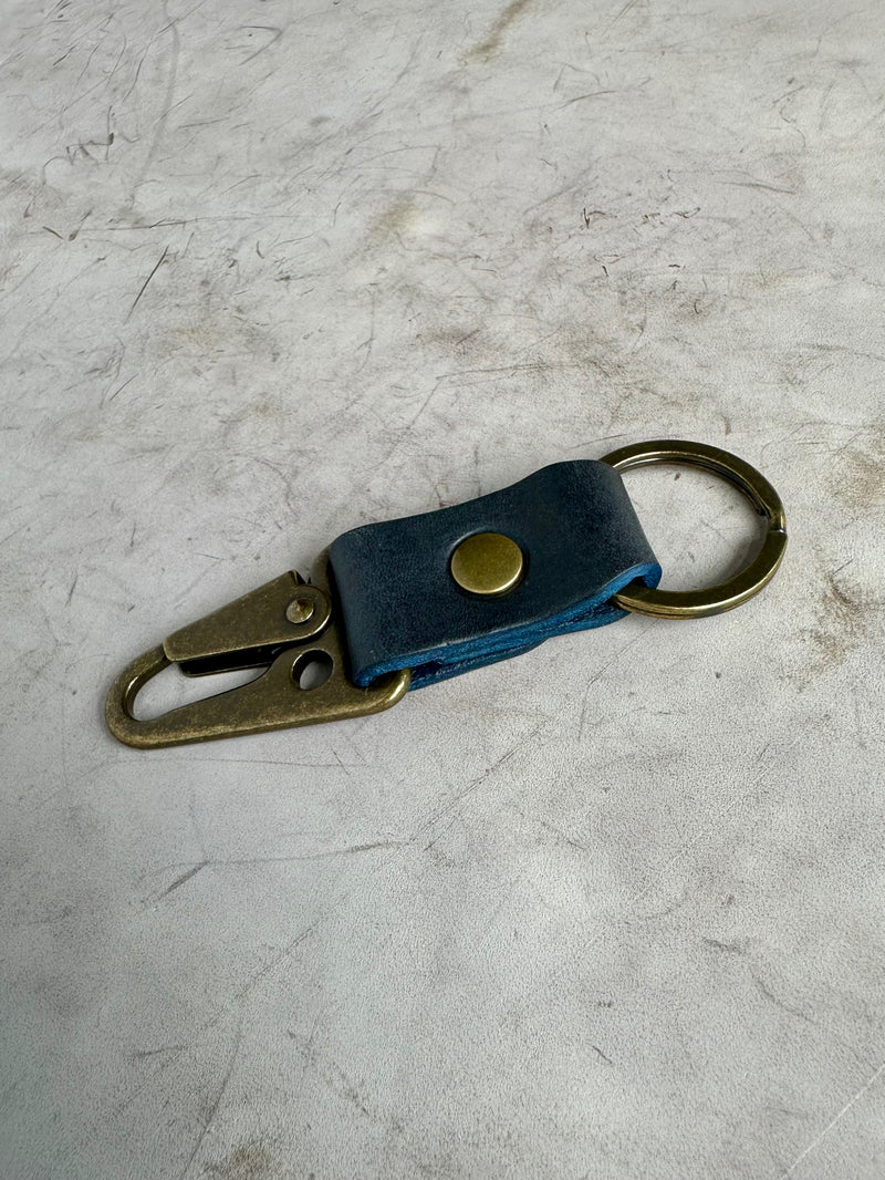 Antique Brass Leather Keychain | Clark