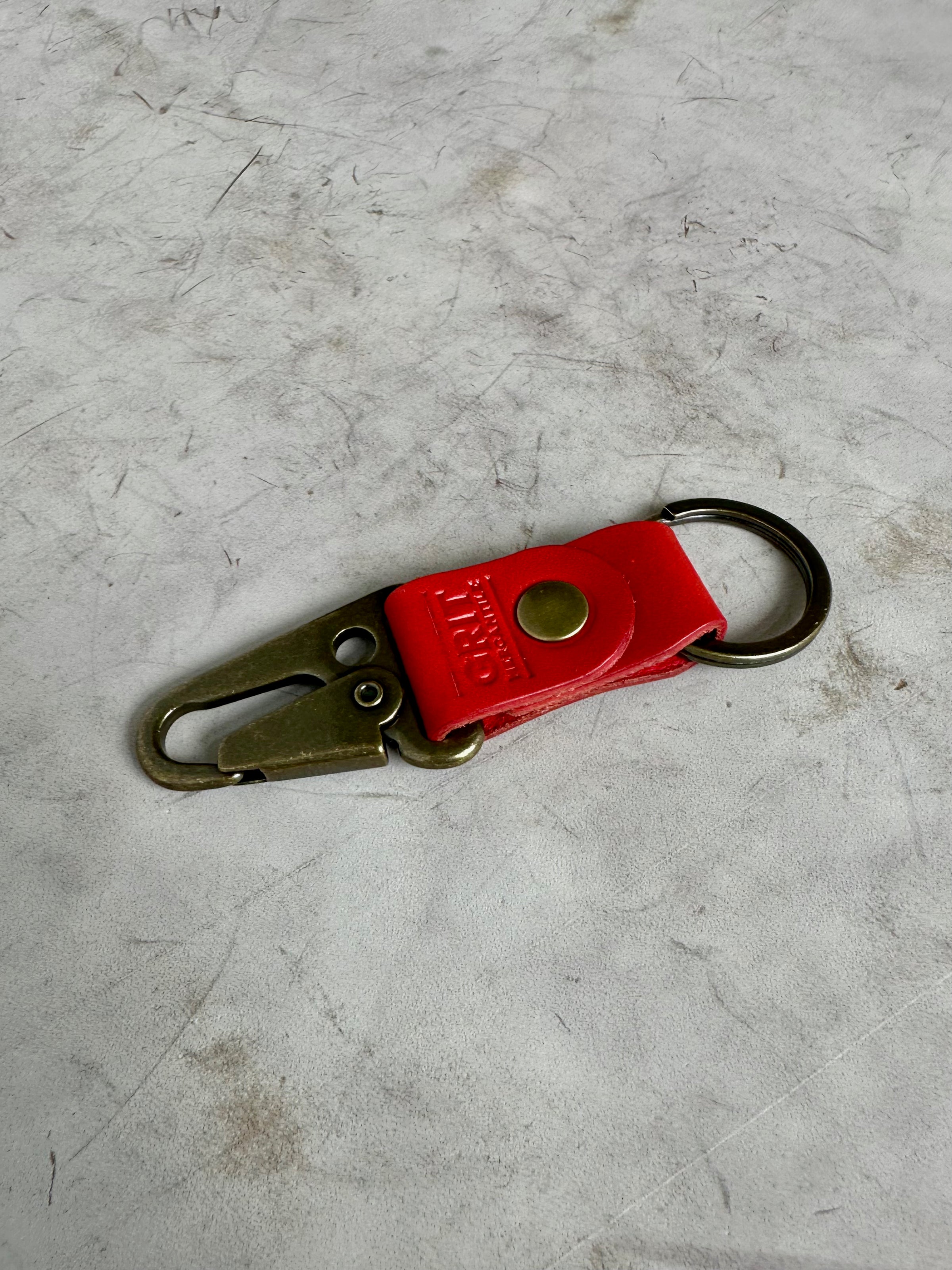 Antique Brass Leather Keychain | Clark