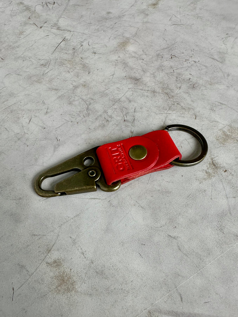 Antique Brass Leather Keychain | Clark