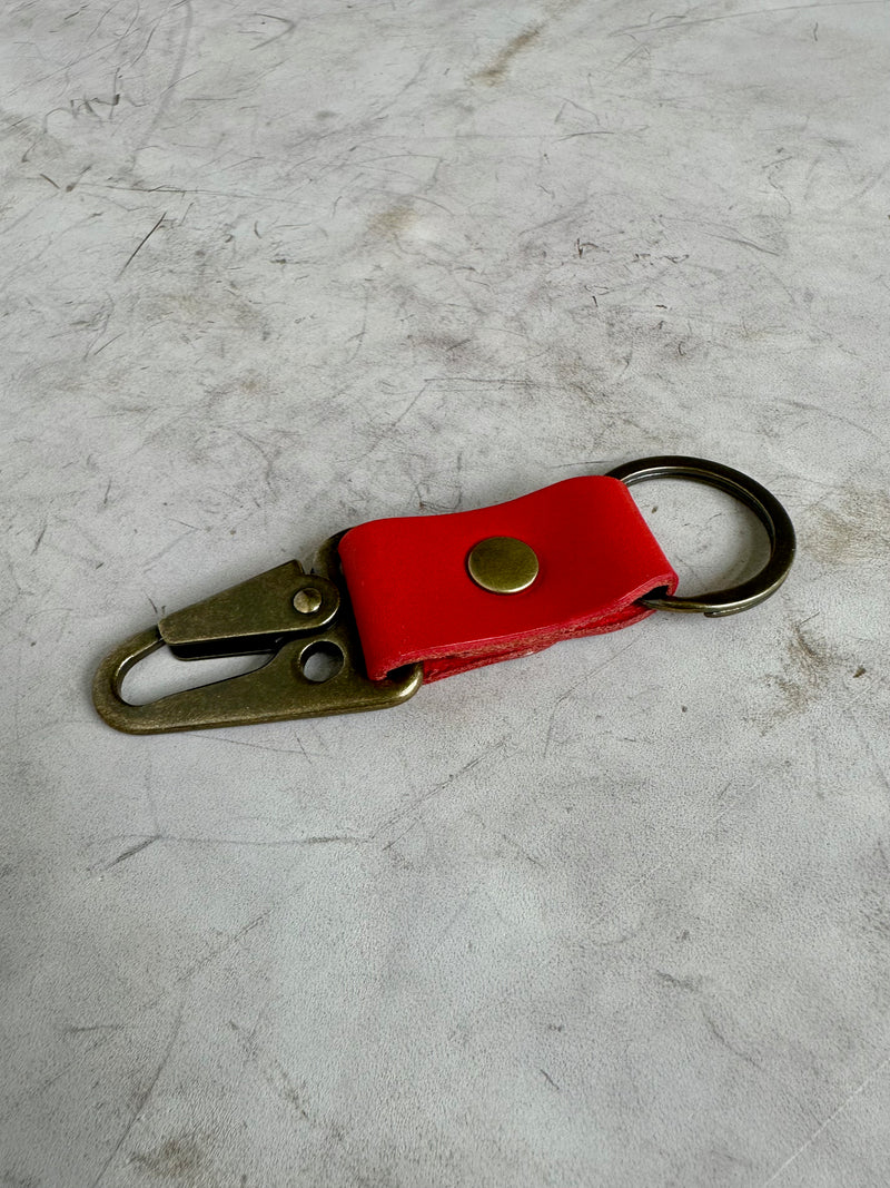Antique Brass Leather Keychain | Clark