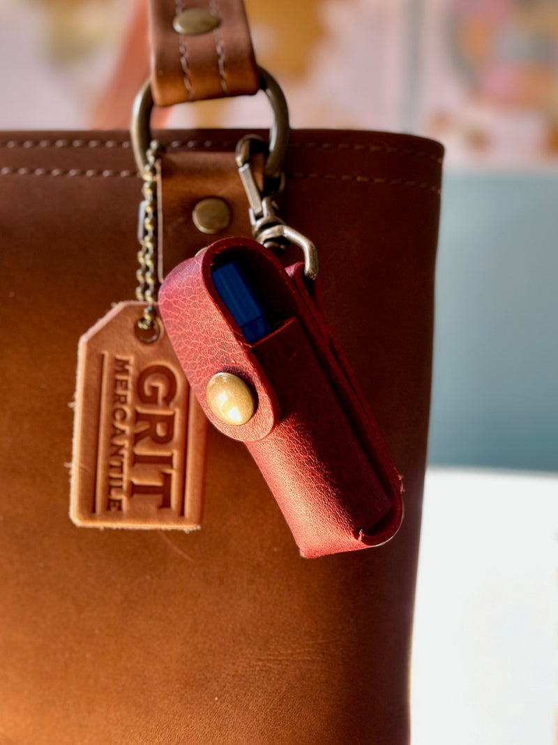 Leather Lip Balm Holder Keychain