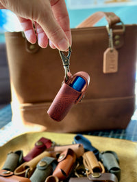 Leather Lip Balm Holder Keychain